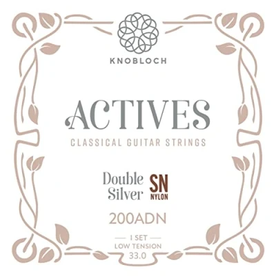 Image of KNOBLOCH Strings Spanish Guitar 200ADN Actives Double Silver Medium Low Tension 33.0 Bright Bass and Matized Treble Resonant Balance Flamenco Classical String Set