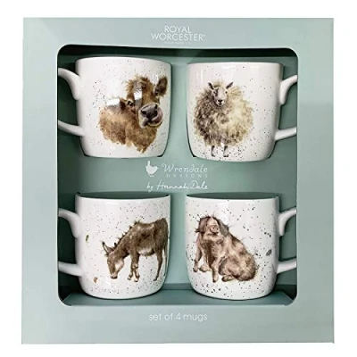 Image of Wrendale Designs Set of 4 Mugs Summer 2020 Pack by Royal Worcester MMV3969 XG