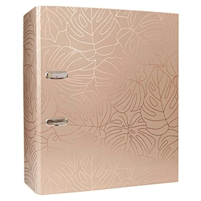 Image of InterDRUK Arch File A4 75 mm Metallic Design Rose Gold Monstera