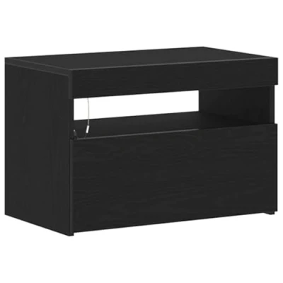 Image of vidaXL Black Oak LED TV Cabinet Engineered Wood Stand with Storage &amp; Shelves for Living Room/Home Theater