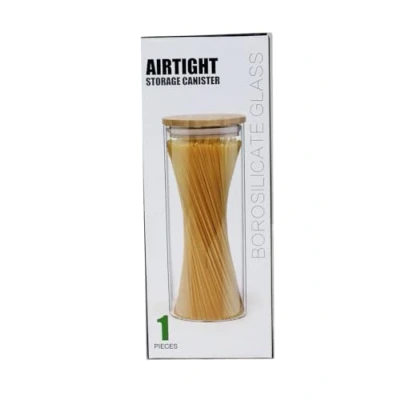 Image of aminno 1000ml High borosilicate glass sealed jars dried storage wooden lid jar