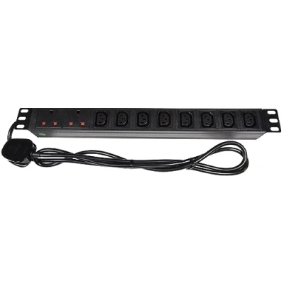 Image of Adastra 1U Rackmountable Power Distribution Unit 2 UK Mains Plug Sockets &amp; 8 IEC 1.8m Cable
