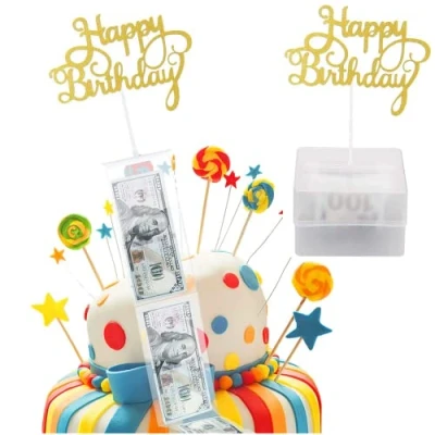 Image of Money Cake Pull Out Kit， Birthday Box Set with 20 Transparent Bag ， for Party Decorations Size in 8 Inch or Larger
