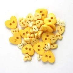 Image of Trimits Mini Hearts Button Pack Yellow, 4mm to 10mm