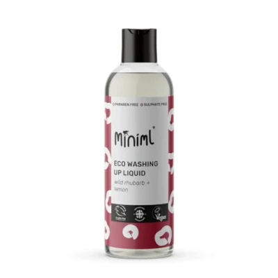 Image of Miniml Eco Washing Up Liquid 500ml Rhubarb Scented Non Bio &amp; Skin Sensitive Friendly Dish Wash Cleaner that&#039;s Plant Based Vegan Cruelty Free Natural Cleaning Products (50 Washes)