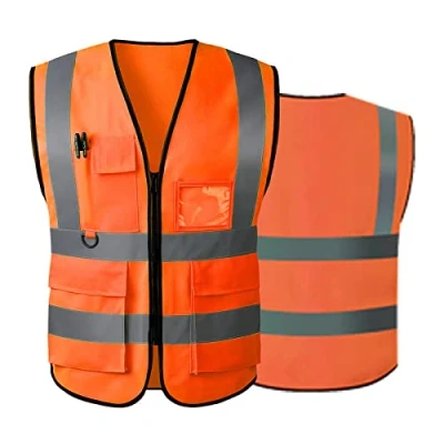 Image of Hi Vis Vests for Women Men High Visibility Reflective Safety Security Vest with Pockets Zipper Front Meets ANSI/ISEA Standards(Medium,Orange(cloth))