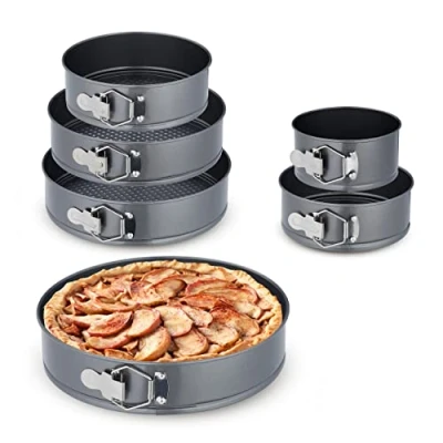 Image of Relaxdays Set of 6 Springform Pans, Round Baking Forms, Different Diameters, Stainless Steel, Non Stick Coat, Anthracite, 100%, 6.5 x 28 cm
