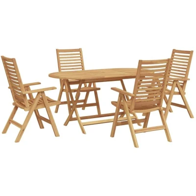 Image of vidaXL 5 Piece Garden Dining Set Foldable Solid Wood Teak