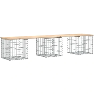 Image of vidaXL Garden Bench Gabion Design 203x44x42 cm Solid Wood Pine