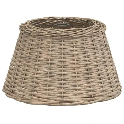 Image of vidaXL Handcrafted Ceiling Lamp Shade Natural Wicker with Iron Holder Brown Pendant Light Ø50x30cm Suitable for E27 Bulbs