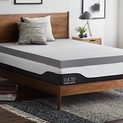 Image of LUCID 4 Inch Bamboo Charcoal Memory Foam Mattress Topper Twin XL
