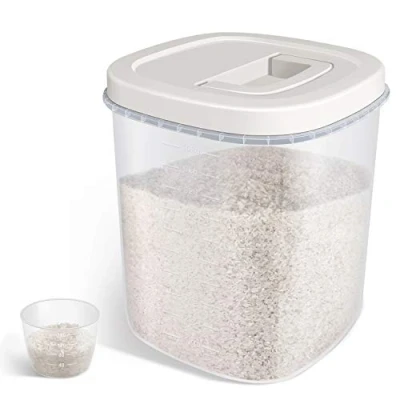 Image of TBMax Rice Storage Container 10Liter Large Airtight Food with Lid and Measuring Cup, BPA Free Plastic Bin Cereal Container, Dry for Kitchen(10 Liter)