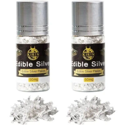 Image of Edible Leaf Silver Flakes Real 100mg Spreader for Crafting Food Cake Baking Cakes Chocolate Decor Foil Artist Supplies