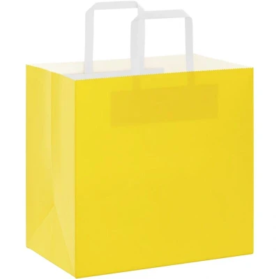 Image of vidaXL Paper Bags 50 pcs with Handles Yellow 26x17x25 cm