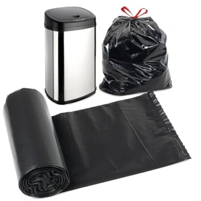 Image of GEEZY 30L Black Bin Bags 20 Pack Recyclable Anti Drip Kitchen Liners Strong and Durable Refuse Sacks Home Office Rubbish Household Garbage