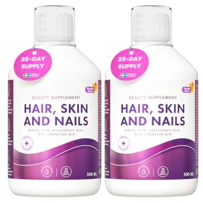 Image of Swedish Nutra Hair Skin and Nails 2 Packs of 500ml, 66 Day Supply Collagen, Biotin, MSM, CoQ10 I 100% Natural Flavour High Absorption Rate
