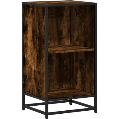 Image of vidaXL book cabinet/storage unit smoked oak engineered wood/metal frame 40x35x76 cm modern design office/living room furniture