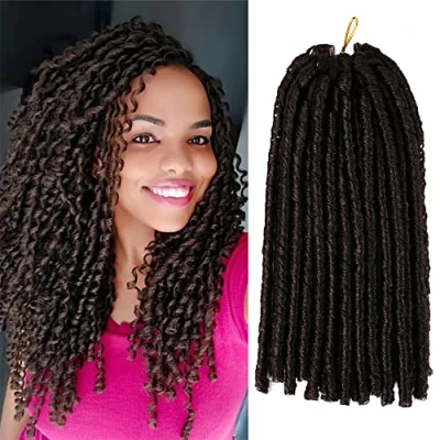 Image of Straight faux Locs crochet Hair, 4 Packs Soft locs, hair Dreadlock 2 STYLE in ONE (4 Packs,#4)