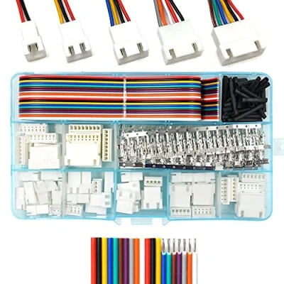 Image of XH 2.54mm Connectors Socket Pin Header and Ribbon Cables Wires Kit Compatible with JST Connector 2/3/4/5/6/7/8 Male Housing
