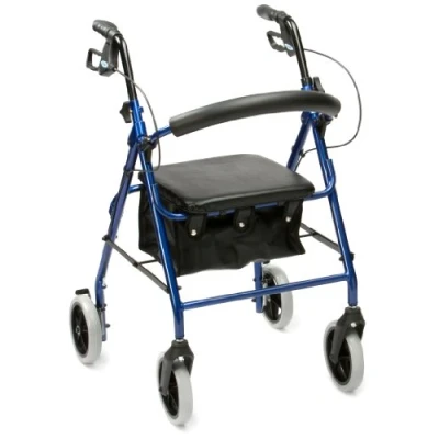 Image of Drive Devilbiss R8 Blue Aluminium Rollator with Padded Seat and Vinyl Underseat Bag