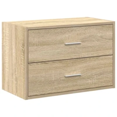 Image of vidaXL Cabinet with 2 Drawers Sonoma Oak Engineered Wood Storage Unit 60x31x40 cm for Living Room/Bedroom