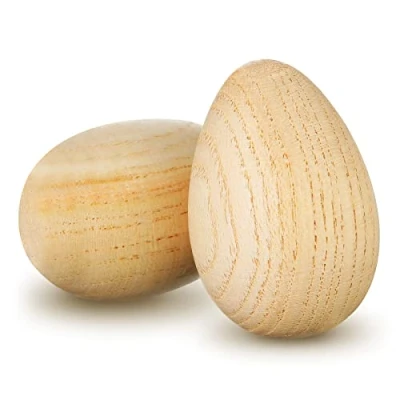 Image of 2 Pcs Easter Wood Egg Shakers Musical Percussion Instrument Natural Wooden Maracas Music Maraca for Babies Education Party Classroom Prizes Gift