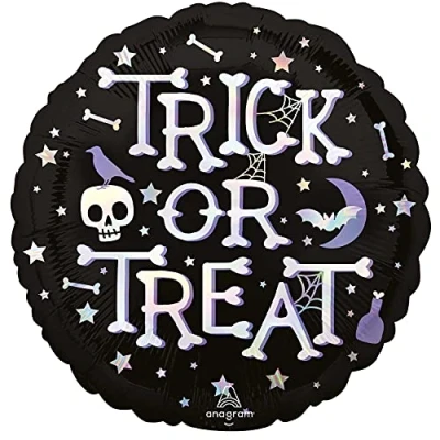 Image of Amscan 4316301 Iridescent Trick or Treat Round Balloon 17&quot;