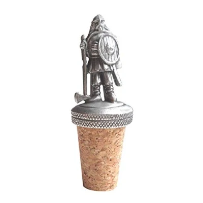 Image of 1000 Flags Viking Warrior Chieftan Wine or Spirits Pewter Bottle Stopper