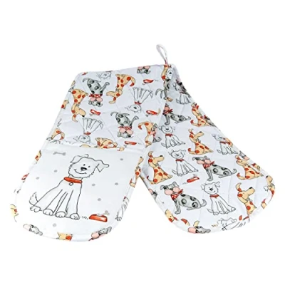 Image of SPOTTED Dog GIFT COMPANY Double Oven Gloves, Heat Resistant Mitt, Themed Kitchen Mitts, Cute Dogs Cooking &amp; Baking Gifts for Lovers Owners Women Men