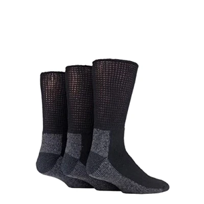 Image of Mens and Women&#039;s 3 Pair Iomi Footnurse Workforce Diabetic Socks Black 6 11