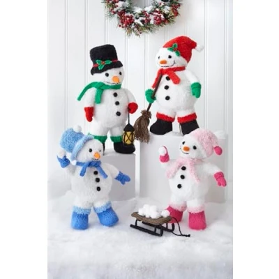 Image of King Cole Christmas Knitting Pattern Truffle Glitz Small &amp; Large Seasonal Snowmen (9182)