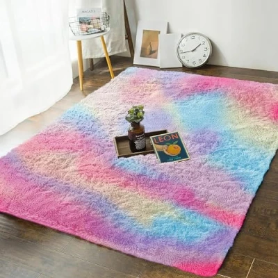 Image of MOONLIGHT20015 Fluffy Rugs Living Room Super Soft Shaggy Area for Bedroom 80cm x 150cm Anti Slip Modern Plush Carpet Non Shedding Easy To Clean Rug, Rainbow