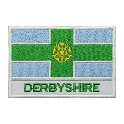 Image of Derbyshire County Flag Logo Iron On Sew Embroidered Patch Badge Applique for Clothes Shirts Jeans etc