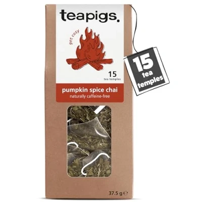 Image of teapigs Pumpkin Spice Chai Tea Bags Apple, Cinnamon &amp; Cocoa Blend Naturally Caffeine Free, Warming Autumnal Flavour 15 Biodegradable Herbal