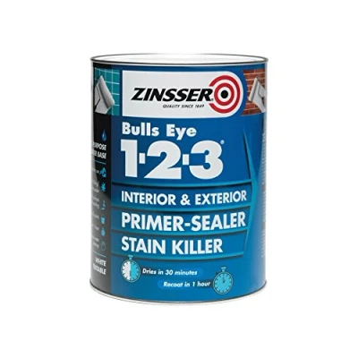 Image of Zinsser Bulls Eye 1 2 3 Primer Sealer &amp; Stain Killer 2.5 litre Ready Mixed Colour White