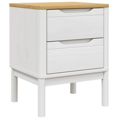 Image of vidaXL Bedside Cabinet FLORO White 45x39x57 cm Solid Wood Pine