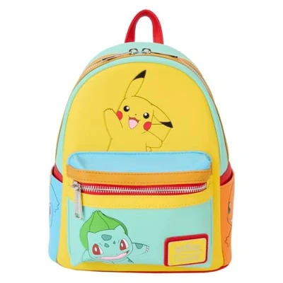 Image of Loungefly Pokemon Color Block Starters Mini Backpack, Multi,