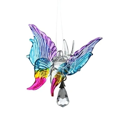 Image of Handmade Fantasy Glass Butterfly Suncatcher Gift Tropical