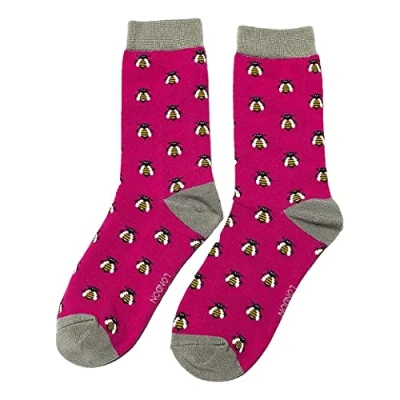 Image of Honey Bee on Hot Pink Ladies Novelty Ankle Socks Adult One Size