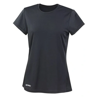 Image of Spiro Women&#039;s Quick Dry Super Soft Short Sleeve T Shirt Black, Large