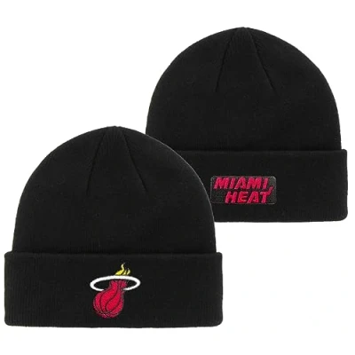 Image of Outerstuff NBA Kids Youth 8 20 Primary Logo Wordmark Sport Knit Cold Weather Cuffed Beanie Hat, Miami Heat, One size