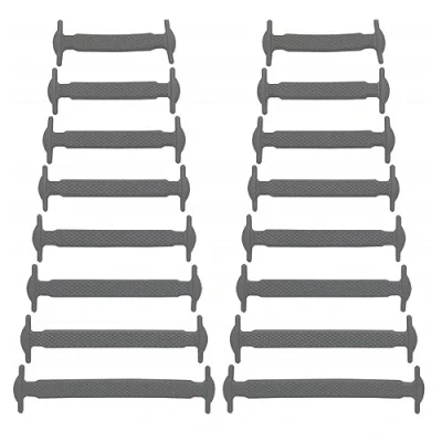 Image of No Tie Shoe Laces for Kids and Adults, Elastic Trainers, Silicone Tieless Flat Shoelaces Running Shoes (Grey)