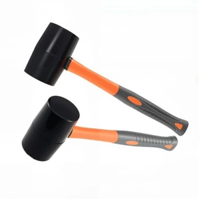 Image of UNGFEI 2 PCS 16oz Rubber Mallet, 450g Heavy Duty Paving Mallet Hammer for Slabs with Non Slip Handle, Black Solid Camping Flooring Woodworking