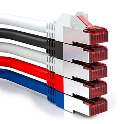 Image of deleyCON 5x 1m (3.28 ft.) CAT6 Patch Cable S/FTP PIMF Shield CAT 6 RJ45 Network Ethernet LAN DSL Switch Router Modem Multicolored