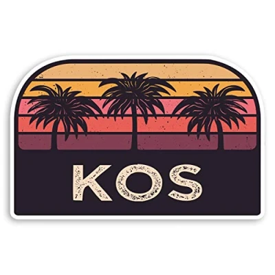 Image of 2 x 10cm Rustic Kos Vinyl Stickers Greece Greek Travel Luggage Sticker #31539 (10cm Wide)