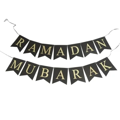Image of Ramadan Glitter Paper Bunting 5M Eid Mubarak Hanging Banner (Festive Decor)