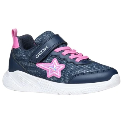 Image of Geox Sprintye GIRL Trainers for kids, Size: 1.5, Navy/fuchsia Imitation leather/ textile