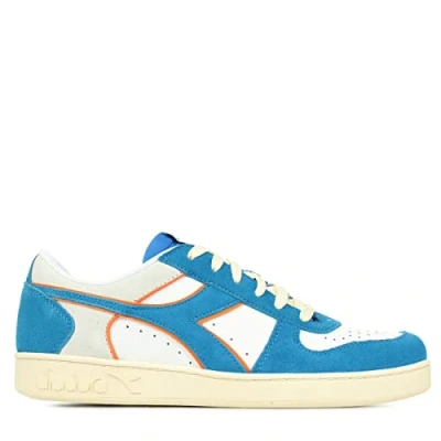 Image of Diadora Unisex&#039;s Magic Basket Low Suede Leather Gymnastics Shoe, Royal White, 10 UK