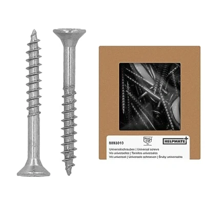 Image of HELPMATE Universal Screws Countersunk Head 3.5 x 30 Stainless Steel A2 Rustproof Pack of 400 Wood with T Drive and Partial Thread Chipboard for Indoor Outdoor Use
