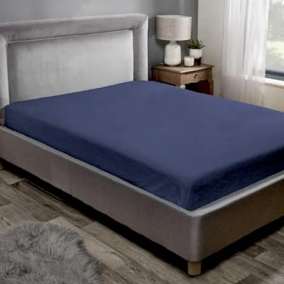 Image of Teddy Sherpa Fleece Fitted Sheet Bed Sheets Cosy Warm Blue Single